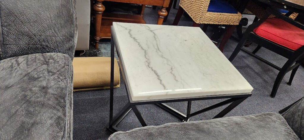 Marble Top Style Metal Base End Table (1)