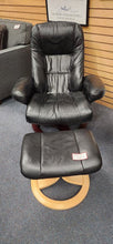Load image into Gallery viewer, Leather Black Stressless Style Chair Lane with Norway Foot Stool
