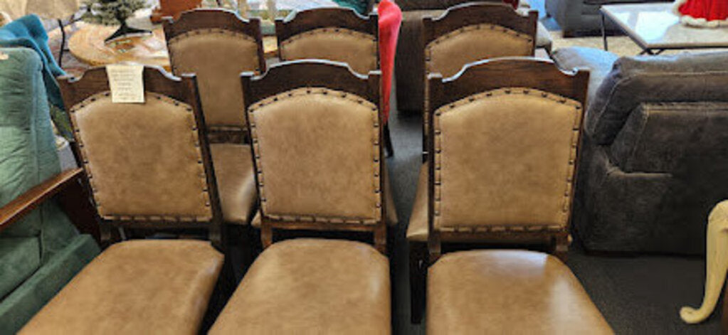 NEW Set of 6 Chairs Leather Nailhead Trim Santa Fe Furniture