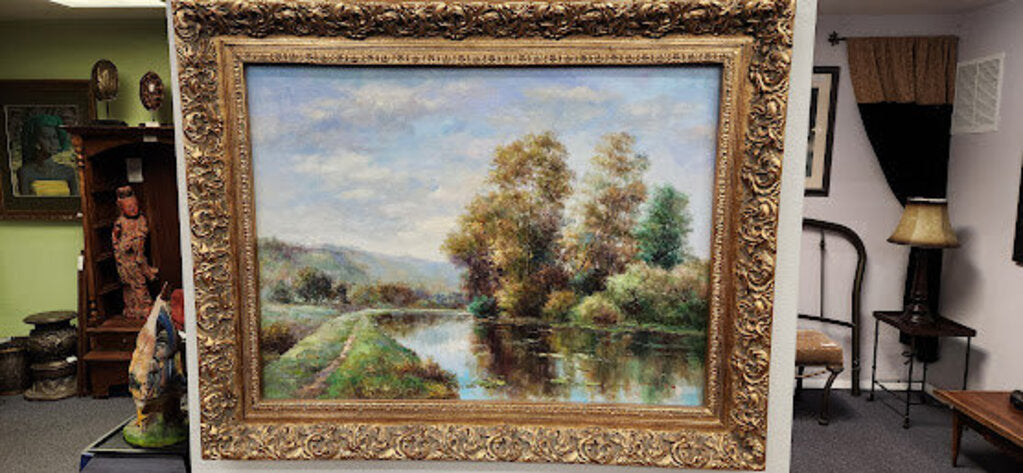 Original Oil Painting Certificate on Back 40 x 49 Gold Frame art