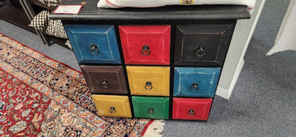 Multi-Color 9-Drawer Wood Cabinet